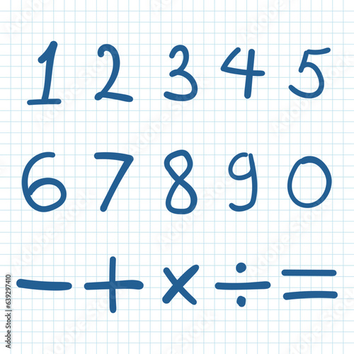 Numbers icon in hand drawn style. Number vector illustration on isolated background. Basic math signs sign business concept.