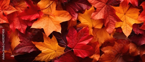 Red and Orange Autumn Leaves Background, Generative AI