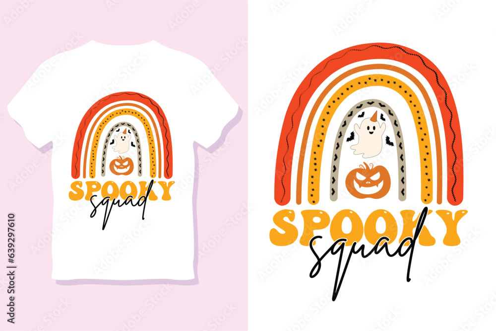 spooky squad, Retro Halloween SVG t shirt Design spooky squad, Retro Halloween SVG t shirt Design