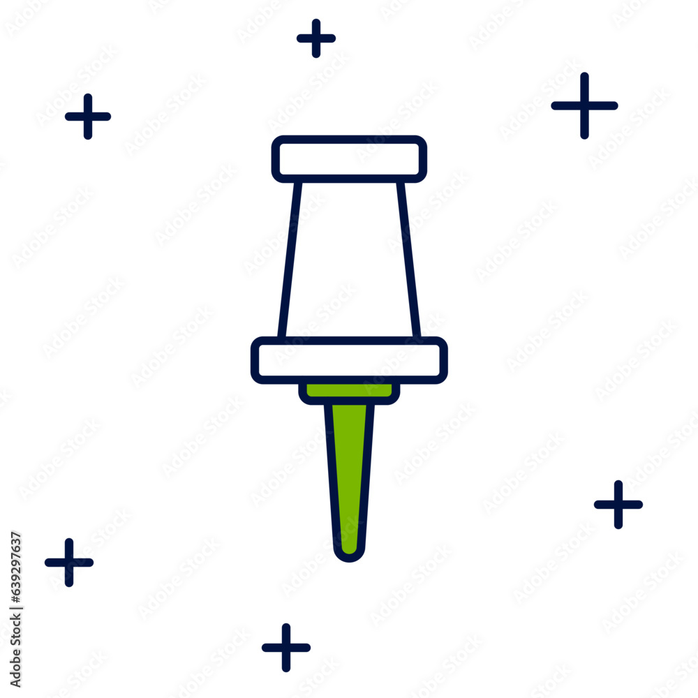 Filled outline Push pin icon isolated on white background. Thumbtacks sign. Vector Filled outline Push pin icon isolated on white background. Thumbtacks sign. Vector