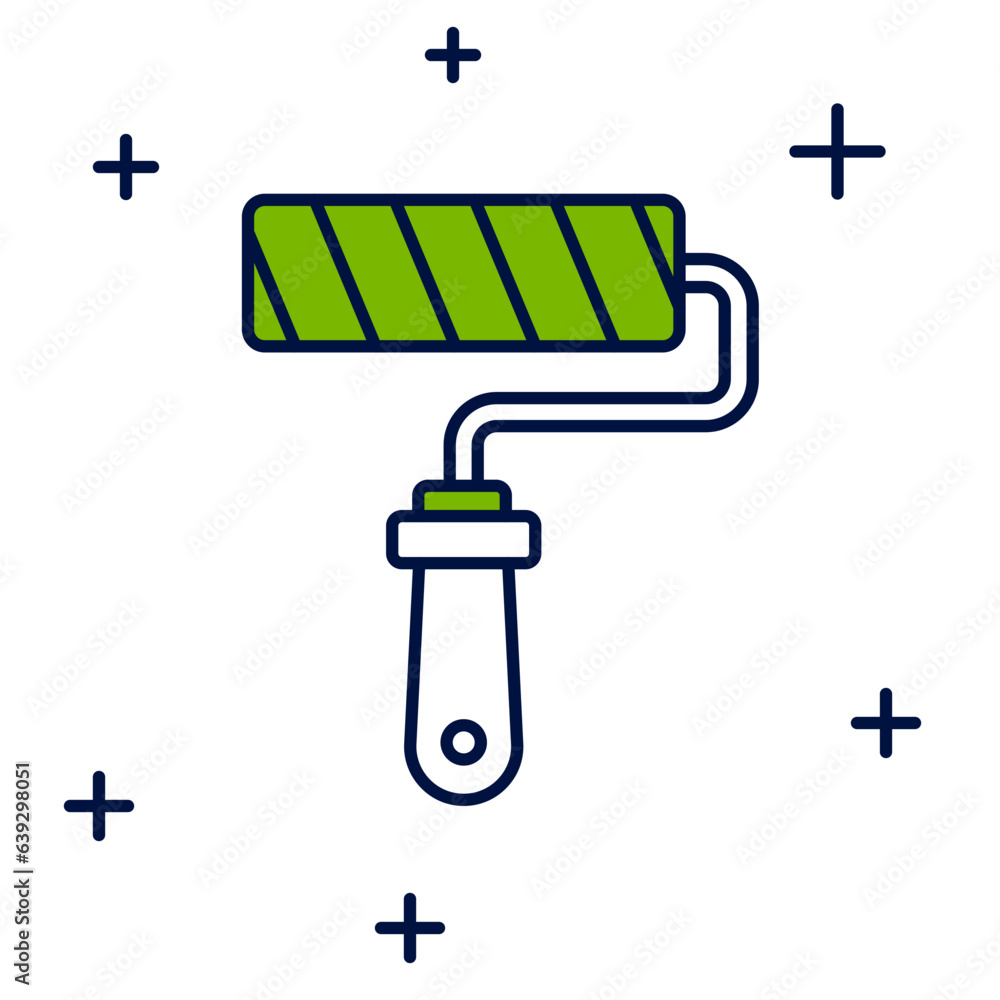 Filled outline Paint roller brush icon isolated on white background. Vector Filled outline Paint roller brush icon isolated on white background. Vector