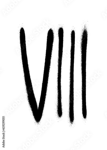 Roman numeral eight painted with a black spray can on a white background. Vector illustration.