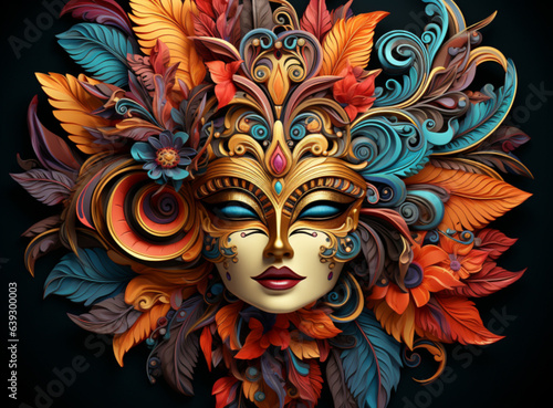 "Masked Splendor: Artwork Collection Inspired by Mardi Gras, Carnival, and Aztec Masks"