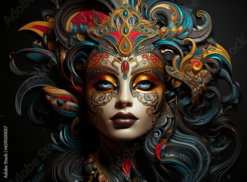 "Masked Splendor: Artwork Collection Inspired by Mardi Gras, Carnival, and Aztec Masks" © Nelson