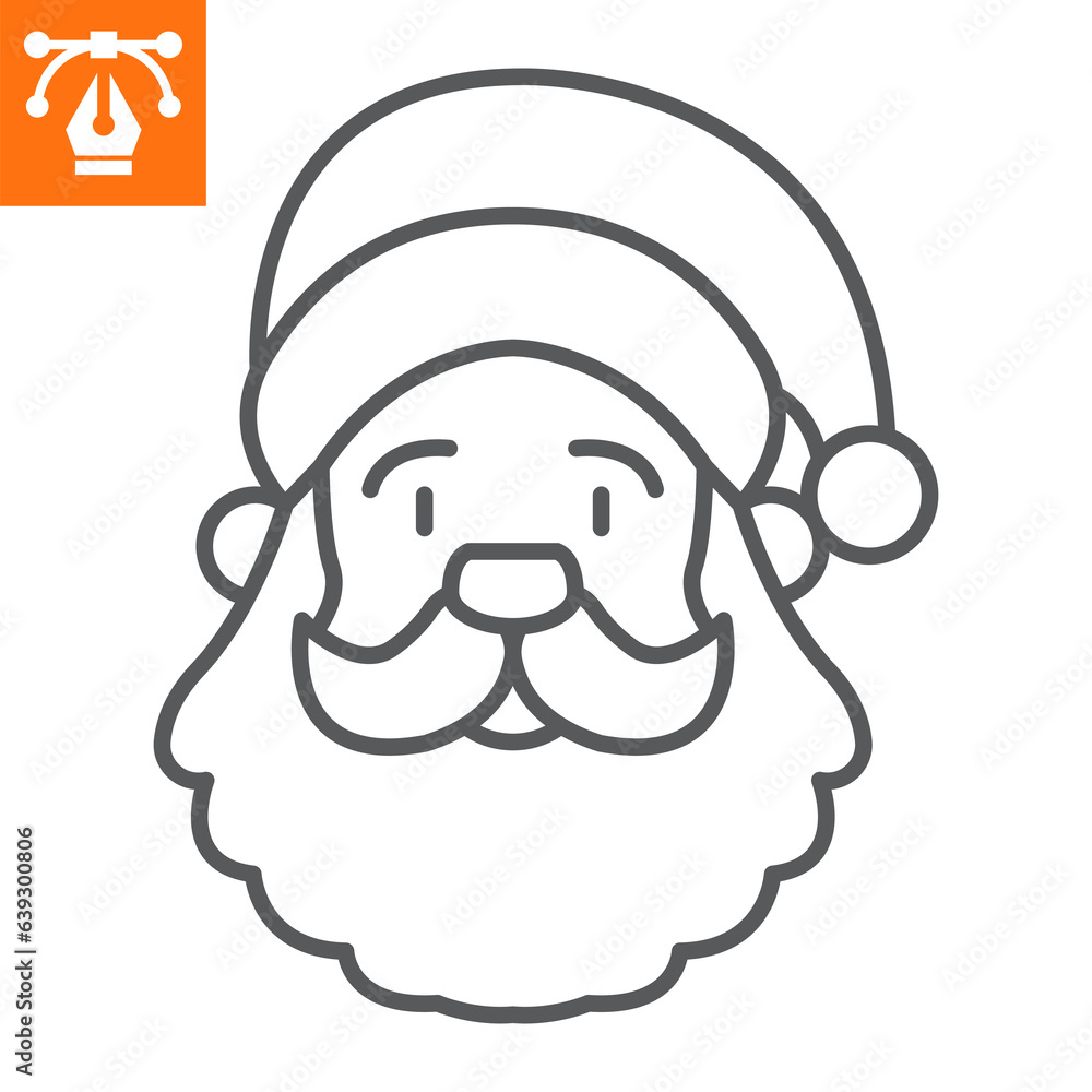 Santa Claus line icon, outline style icon for web site or mobile app, merry christmas and new year, happy santa vector icon, simple vector illustration, vector graphics with editable strokes. Santa Claus line icon, outline style icon for web site or mobile app, merry christmas and new year, happy santa vector icon, simple vector illustration, vector graphics with editable strokes.