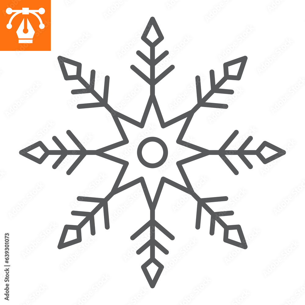 Snowflake line icon, outline style icon for web site or mobile app, merry christmas and winter, snowstar vector icon, simple vector illustration, vector graphics with editable strokes. Snowflake line icon, outline style icon for web site or mobile app, merry christmas and winter, snowstar vector icon, simple vector illustration, vector graphics with editable strokes.