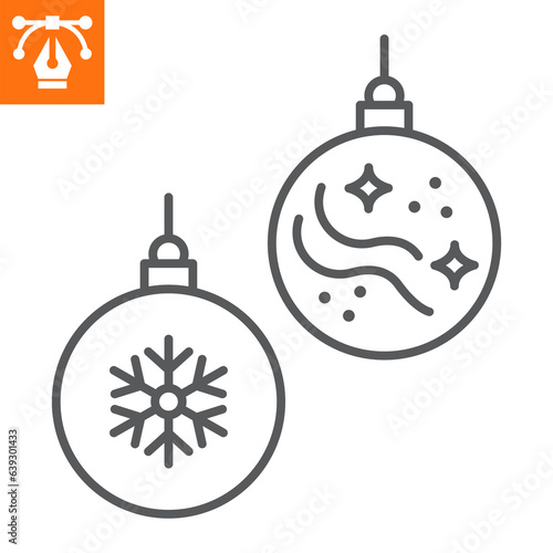 Christmas tree balls line icon, outline style icon for web site or mobile app, merry christmas and holidays, traditional xmas decoration toys vector icon, simple vector illustration, vector graphics.