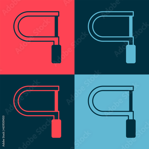 Pop art Hacksaw icon isolated on color background. Metal saw for wood and metal. Vector