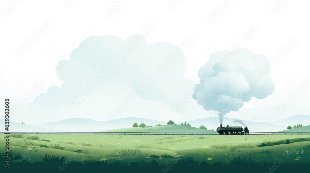 Naklejka premium Design template for steam train moving in the countryside