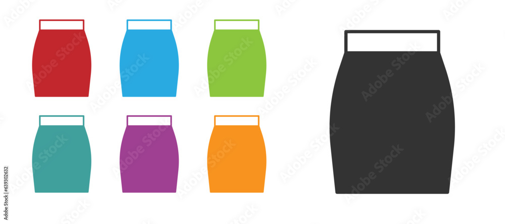 Black Skirt icon isolated on white background. Set icons colorful. Vector Black Skirt icon isolated on white background. Set icons colorful. Vector