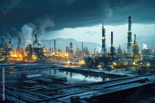 Oil and gas refinery in industrial area, oil and natural gas storage tanks, the refinery industry.