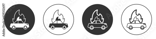 Fotografia Black Burning car icon isolated on white background