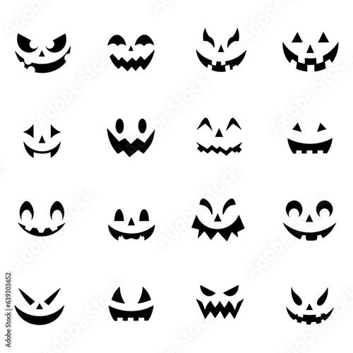 Colorful Hand-Drawn Cute Jack o  Lantern Faces  Isolated Halloween Vector Set for Kids  Seasonal Prints  Pumpkin Carving  Autumn Holidays  Party Decorations  and Decor - Transparent Background  PNG