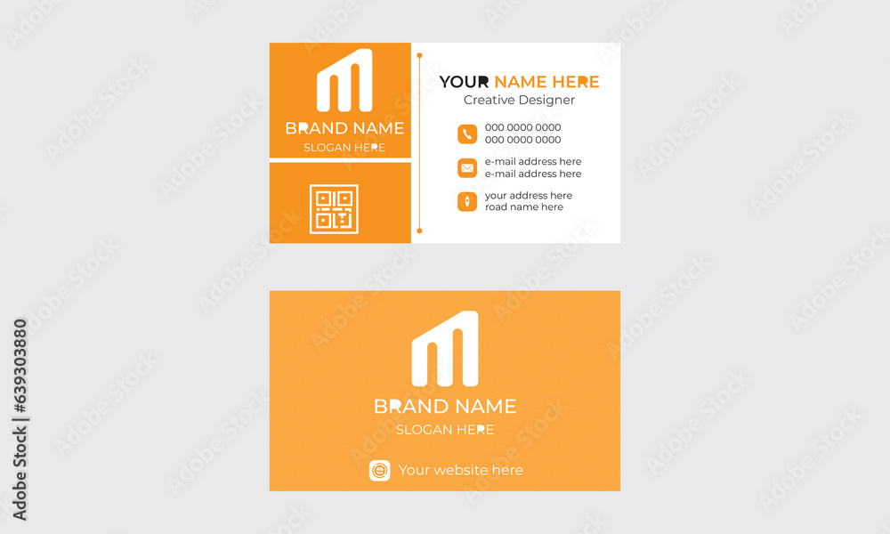 A vector modern design template business card set with orange color geometric shapes.
A vector modern design template business card set with orange color geometric shapes.