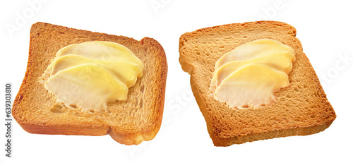torrada com manteiga isolado em fundo transparente - fatia de pão com margarina