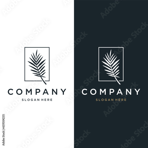 Premium and luxury palm leaf summer tropical therapy botanical logo template design.
