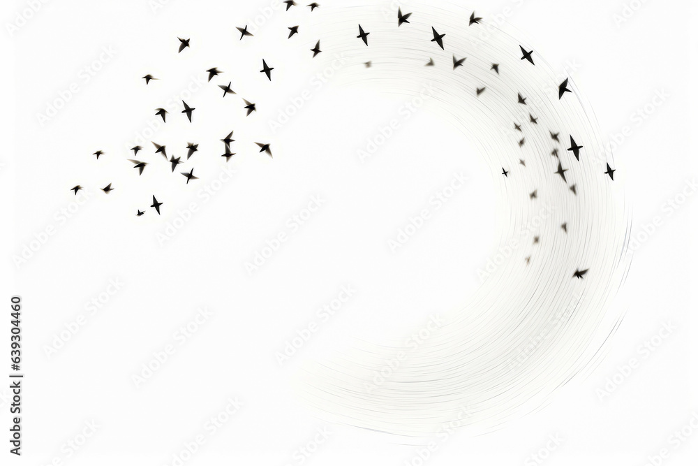 Group of birds flying in the sky together in circle.