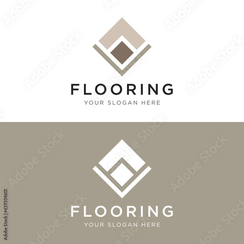Premium classic parquet wood tile or ceramic tile logo template design.