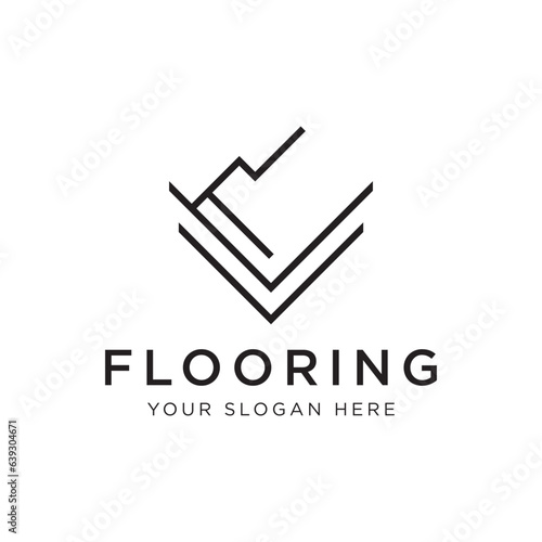 Premium classic parquet wood tile or ceramic tile logo template design.