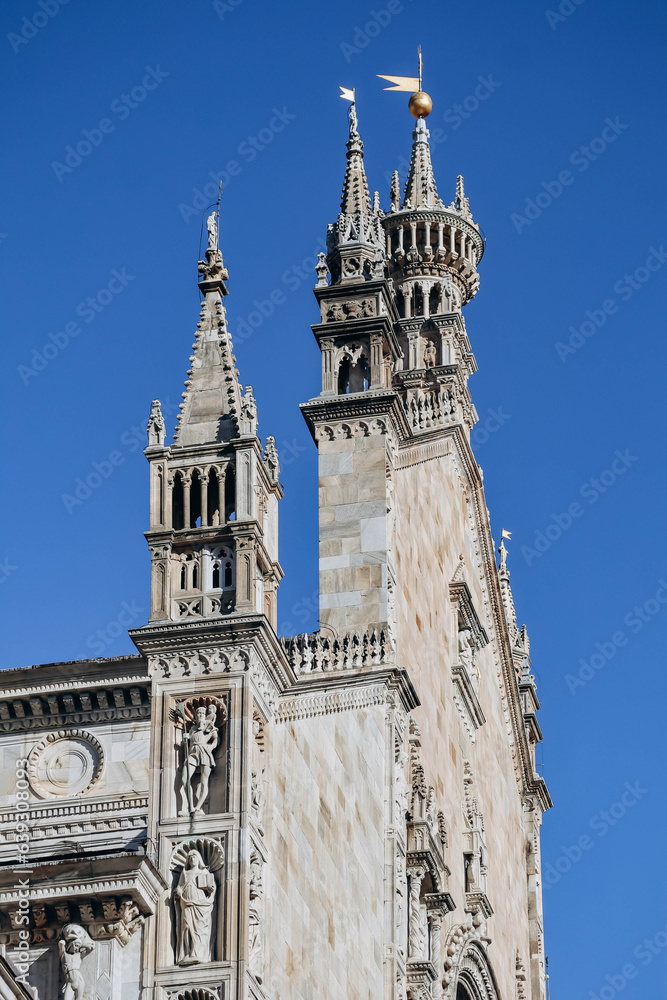 Como, Italy - August 8, 2023: Saint Mary Assunta Cathedral in downtown Como