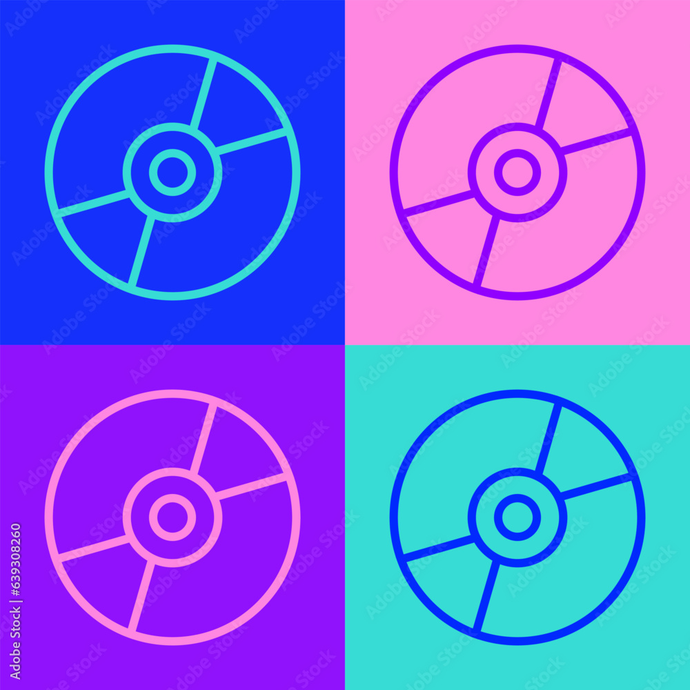 Pop art line Vinyl disk icon isolated on color background. Vector Pop art line Vinyl disk icon isolated on color background. Vector
