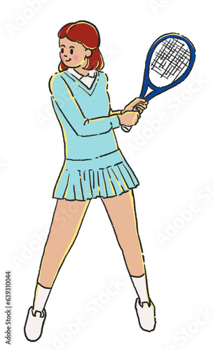 Young woman playing tennis player . with racket. © Nuengruethai