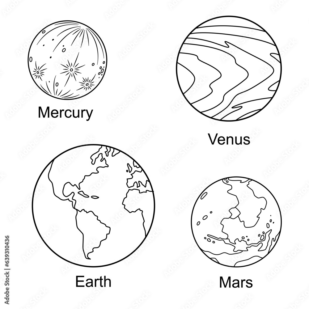 planet line art for coloring book vector illustration