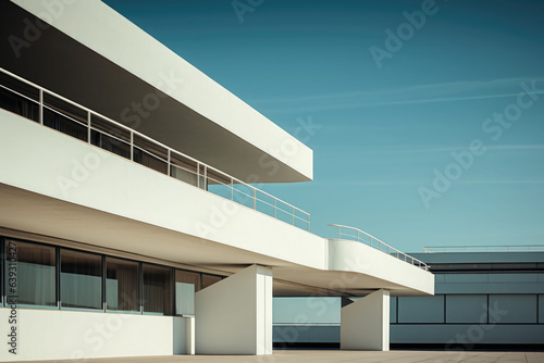 Geometric building in minimalist and sleek style with bright and soft lighting. AI generated © barmaleeva
