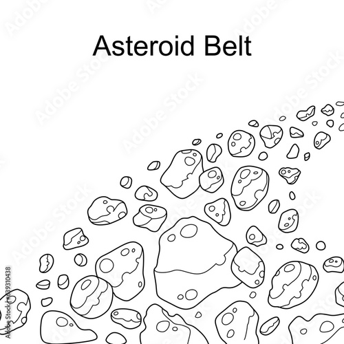 Asteroid belt out line art for coloring book vector