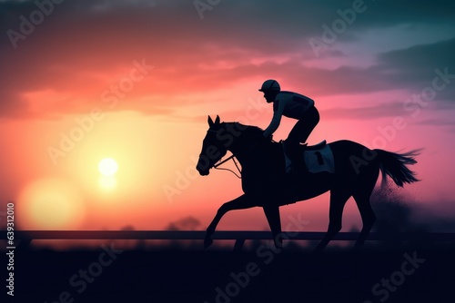 Horse racing at sunset. © GalleryGlider