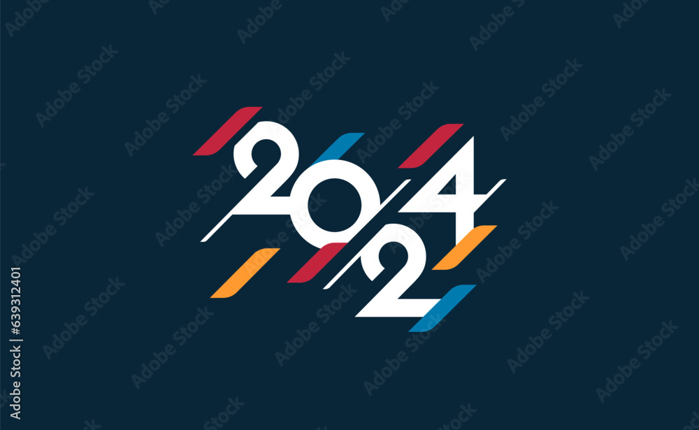 2024 typography logo diagonal design concept. Happy new year 2024 logo