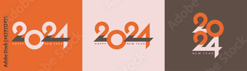2024 typography logo design concept. Happy new year 2024 logo design