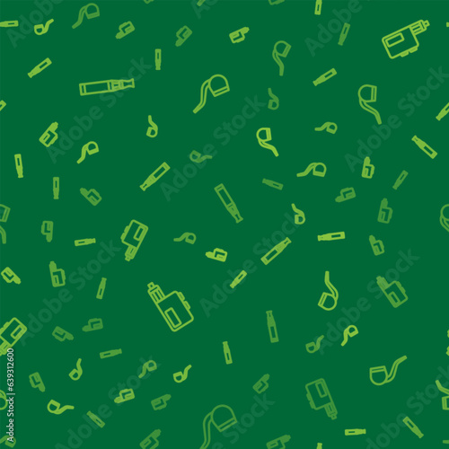 Set line Electronic cigarette, Vape mod device and No pipe smoking on seamless pattern. Vector