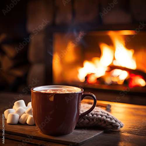 Hot chocolate in front of the fire place