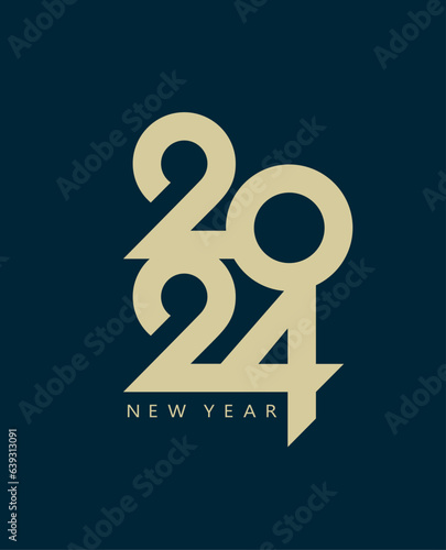 2024 typography logo design concept. Happy new year 2024 logo design