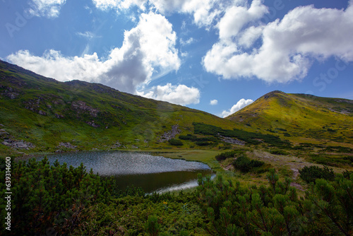 View of the Nesamovyte Lake in Ukrainian Carpathian mountains photo