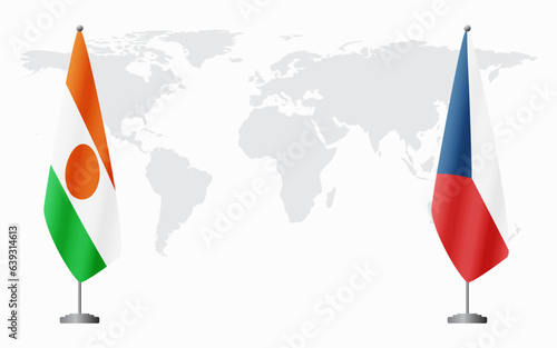 Niger and Czech Republic flags for official meeting