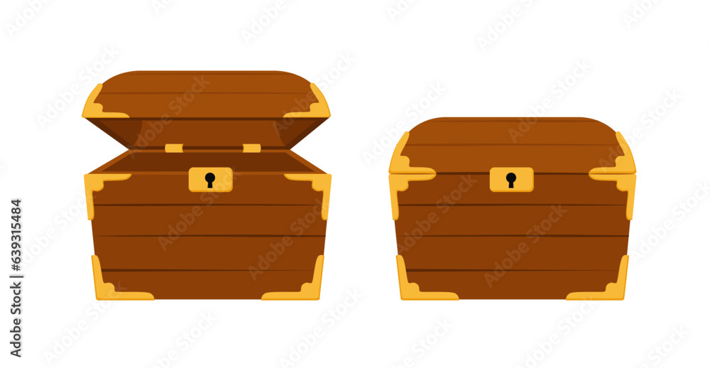 Wooden chests open and closed empty Wooden chests open and closed empty
