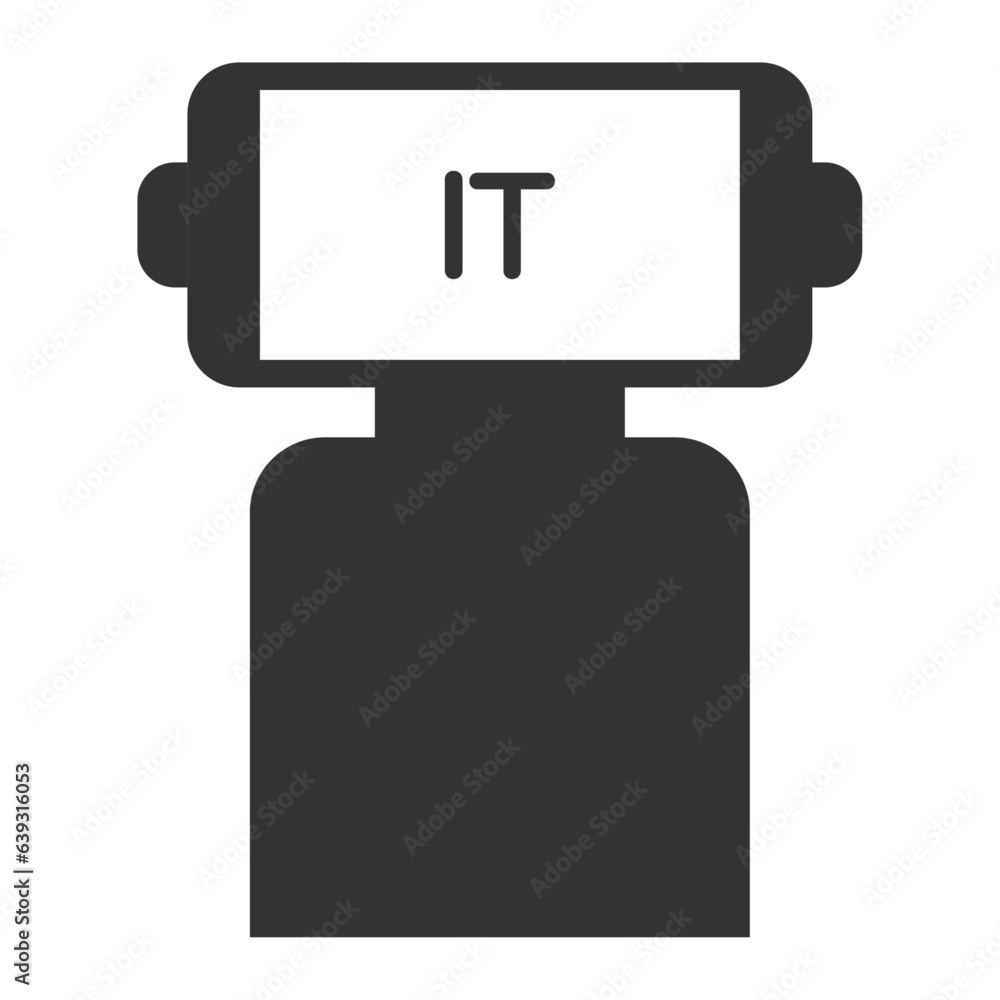 黒色の人型ロボットシルエット正面(IT)1_3 黒色の人型ロボットシルエット正面(IT)1_3