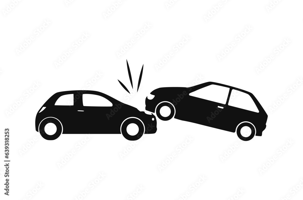 Fototapeta premium Car crash Road accident Damaged transport. Two smashed cars