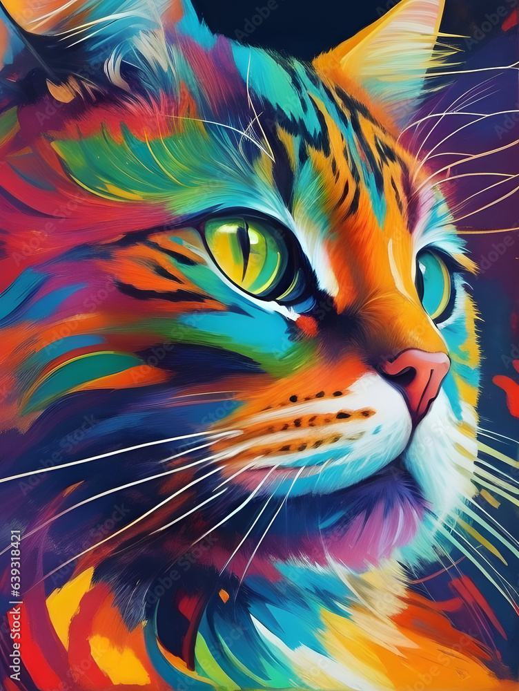 Abstract painting art of cat
