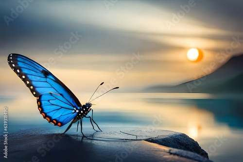 butterfly on the sunset