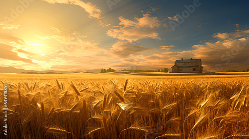 a wheat field, the golden ears of wheat are swaying in the wind