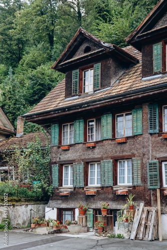 Picturesque facades of Alpnach, Switzerland