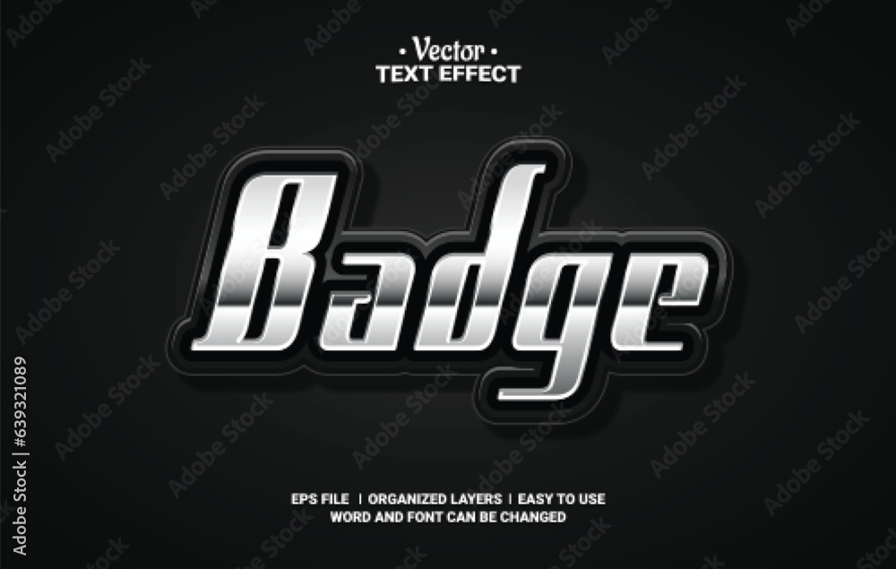 Silver Badge Editable Vector Text Effect.