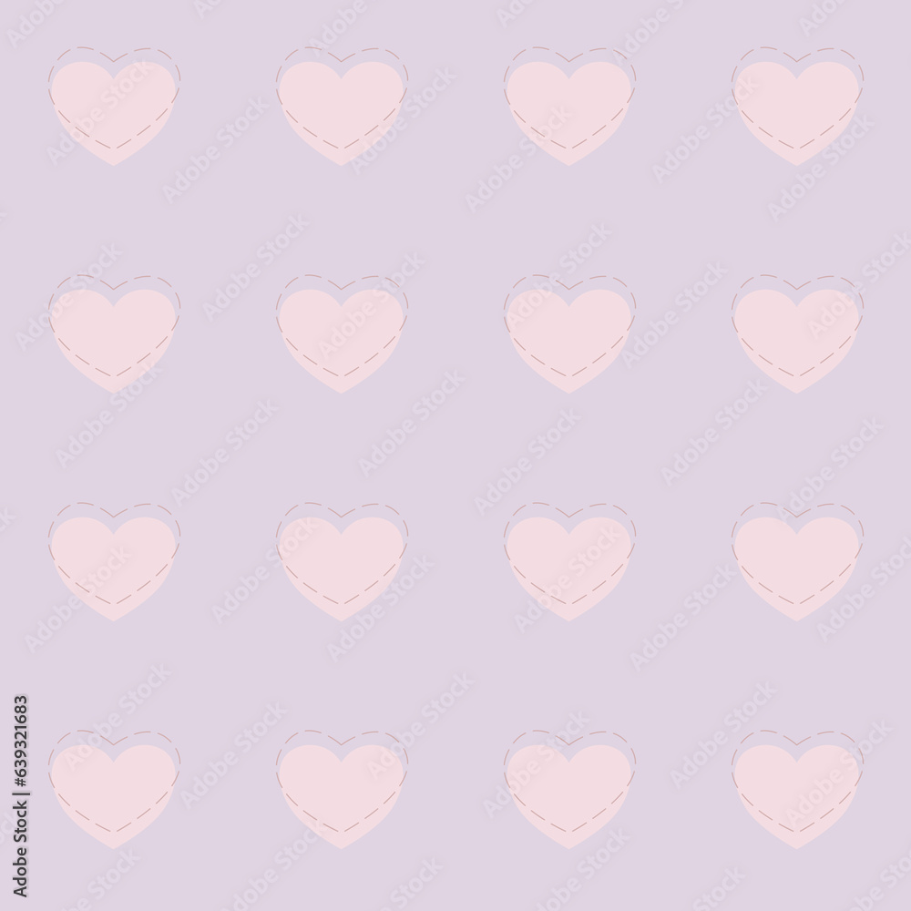 Pastel pink heart pattern on pastel purple background