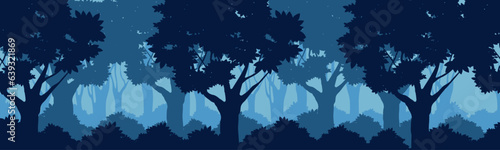 Forest background nature landscape. Silhouette mystery forest