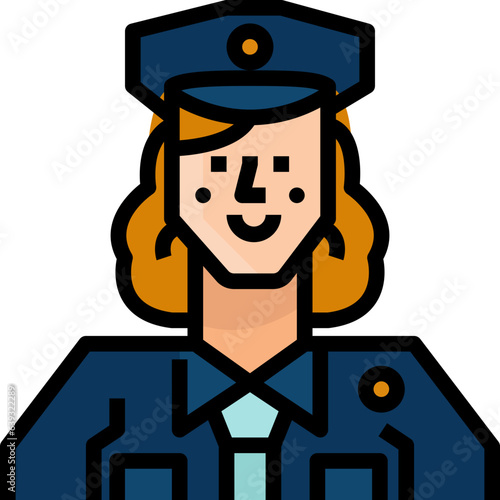 Policewoman. Filled outline icon design