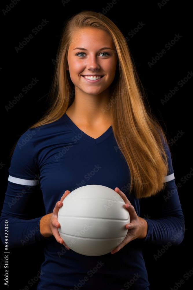 Energetic Female Volleyball Athlete Spiking the Ball Energetic Female Volleyball Athlete Spiking the Ball
