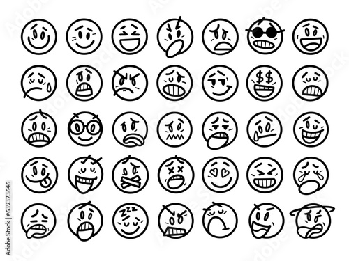 Smiley face. Set smiley emotion, by smileys, cartoon emotions, mimic, stock vector.
